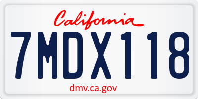 CA license plate 7MDX118