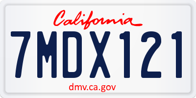 CA license plate 7MDX121