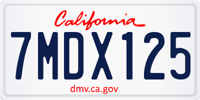 CA license plate 7MDX125