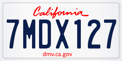CA license plate 7MDX127