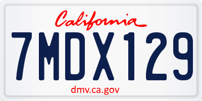 CA license plate 7MDX129