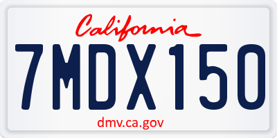 CA license plate 7MDX150
