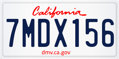 CA license plate 7MDX156