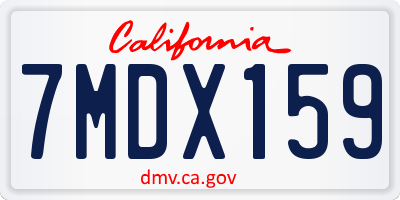 CA license plate 7MDX159