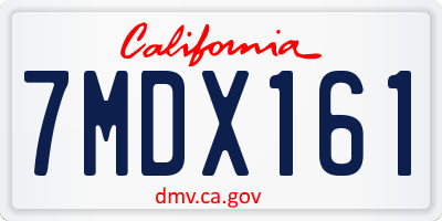 CA license plate 7MDX161