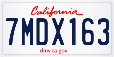CA license plate 7MDX163