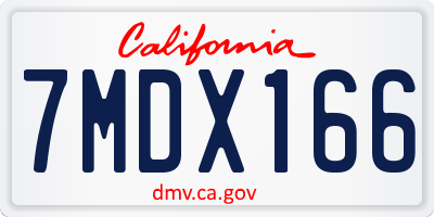 CA license plate 7MDX166