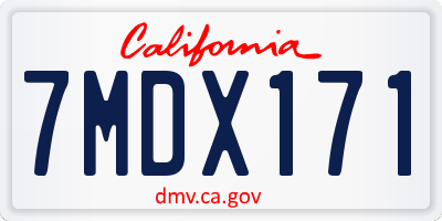 CA license plate 7MDX171