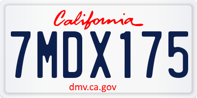 CA license plate 7MDX175