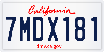 CA license plate 7MDX181