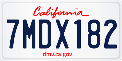 CA license plate 7MDX182