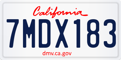 CA license plate 7MDX183