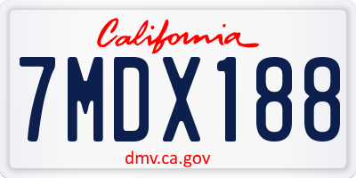 CA license plate 7MDX188