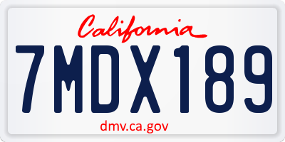 CA license plate 7MDX189