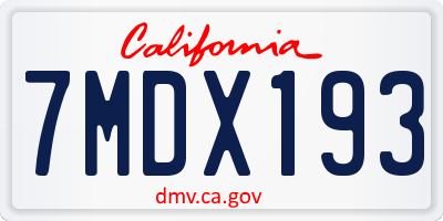 CA license plate 7MDX193