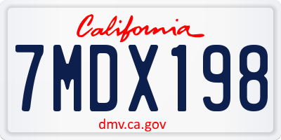 CA license plate 7MDX198
