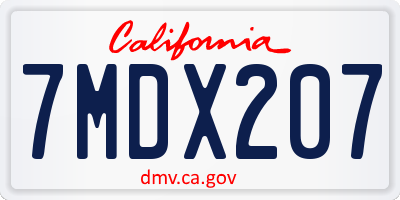 CA license plate 7MDX207