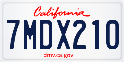 CA license plate 7MDX210