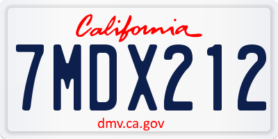 CA license plate 7MDX212