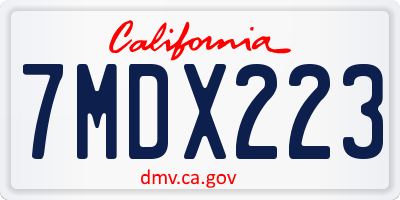 CA license plate 7MDX223