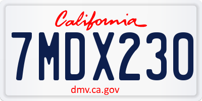 CA license plate 7MDX230
