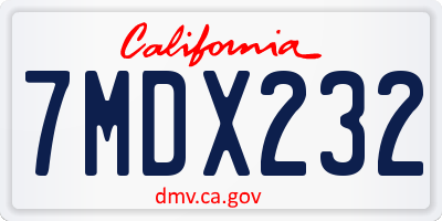 CA license plate 7MDX232
