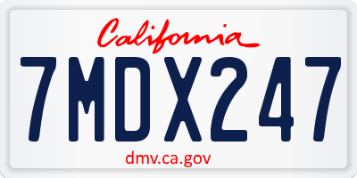 CA license plate 7MDX247
