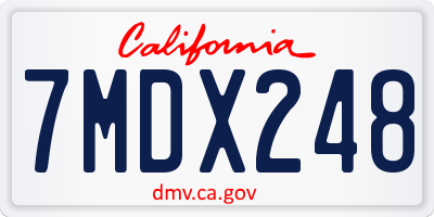CA license plate 7MDX248