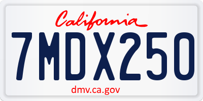 CA license plate 7MDX250