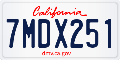 CA license plate 7MDX251