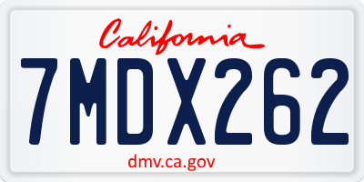 CA license plate 7MDX262