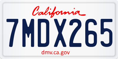 CA license plate 7MDX265