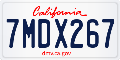 CA license plate 7MDX267