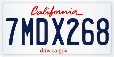 CA license plate 7MDX268