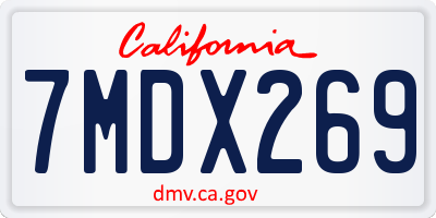 CA license plate 7MDX269