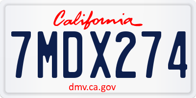 CA license plate 7MDX274