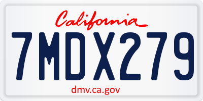 CA license plate 7MDX279
