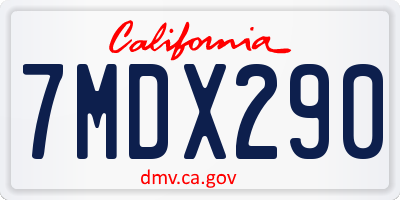 CA license plate 7MDX290