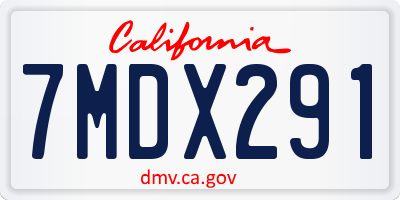 CA license plate 7MDX291
