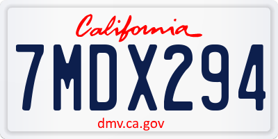 CA license plate 7MDX294