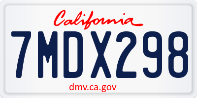 CA license plate 7MDX298