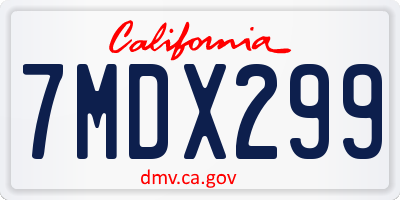 CA license plate 7MDX299