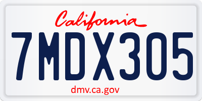 CA license plate 7MDX305