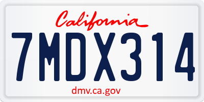 CA license plate 7MDX314