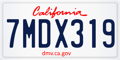 CA license plate 7MDX319