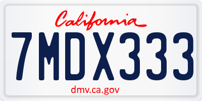 CA license plate 7MDX333