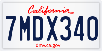 CA license plate 7MDX340