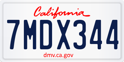 CA license plate 7MDX344