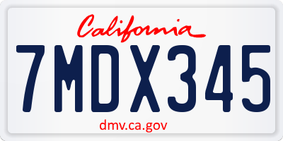 CA license plate 7MDX345