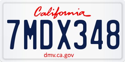 CA license plate 7MDX348